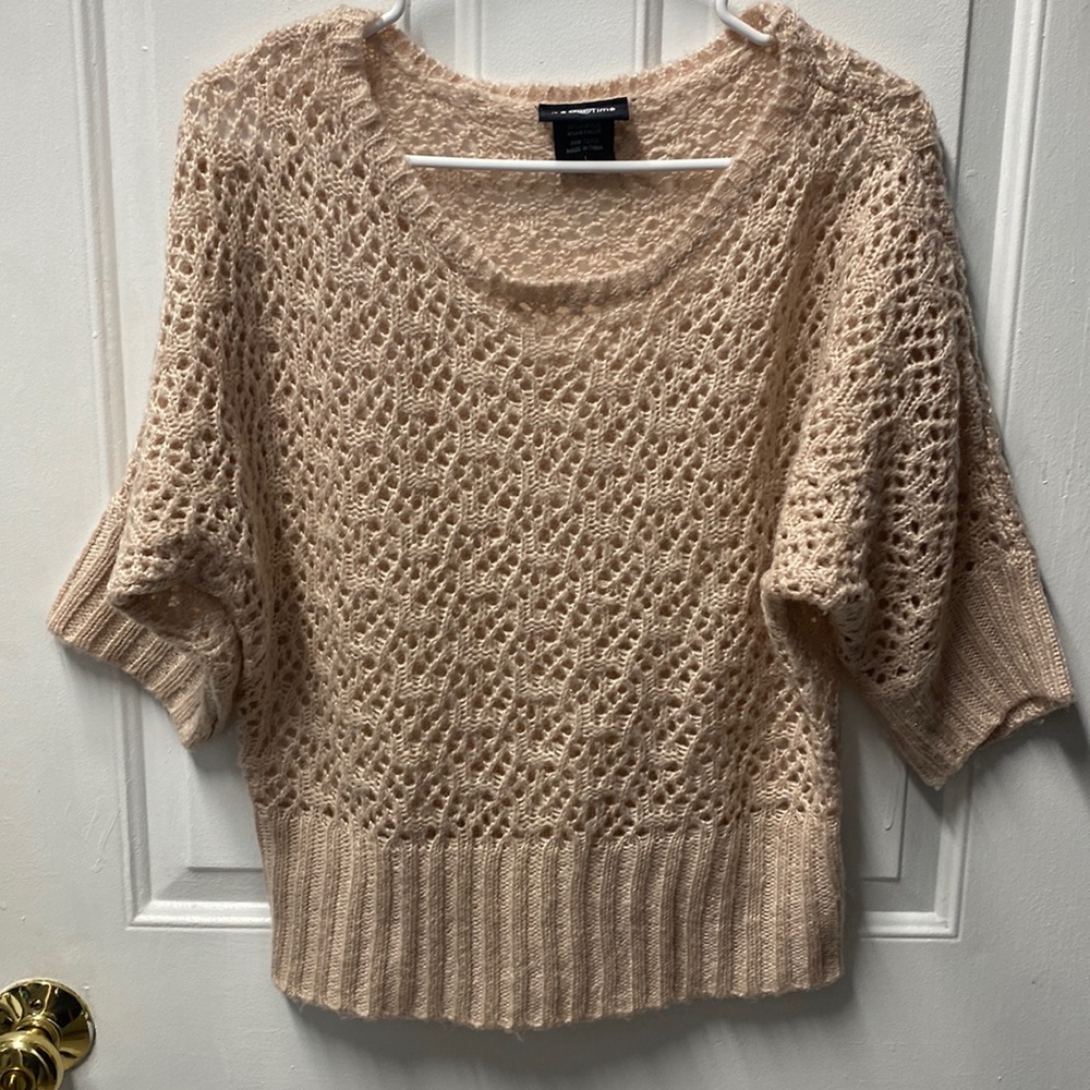 Pink Sweater with Silver Metallic threading size Large Vintage